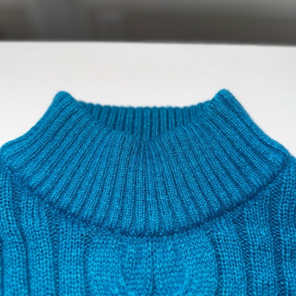 NWT Time & Tru Long Sleeve High Neck Knit Sweater Blue Women’s Large (12-14) - Picture 7 of 10